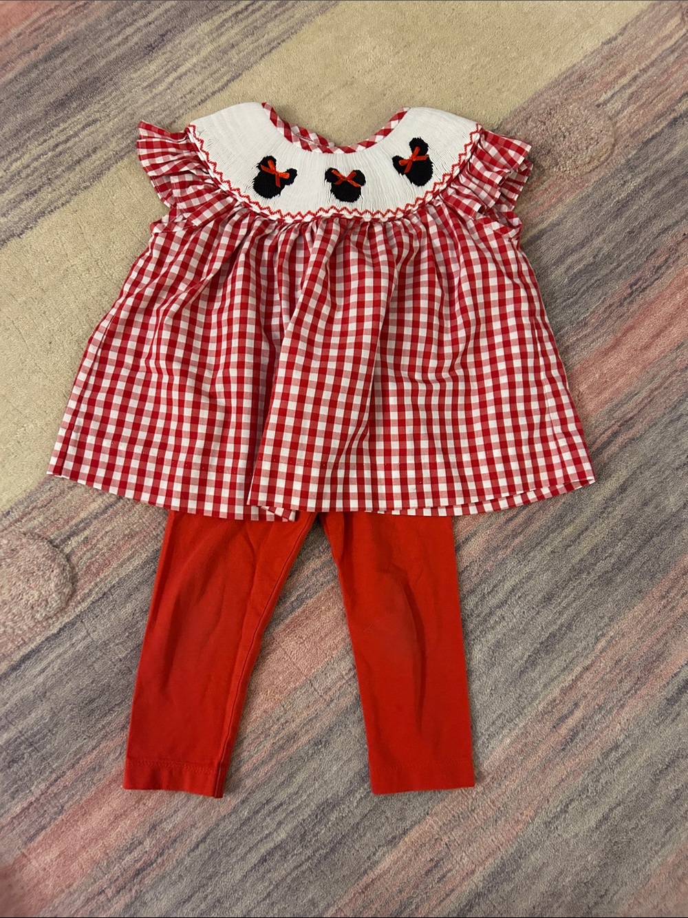 Stitchy Fish Red Gingham Smocked Top & Legging Set - Kids